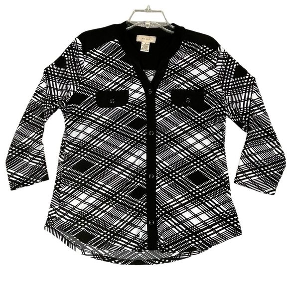 Diana Bell Tops - Diana Bell Black White Diagonal Print Office Attire Polished Casual Top - Sz M